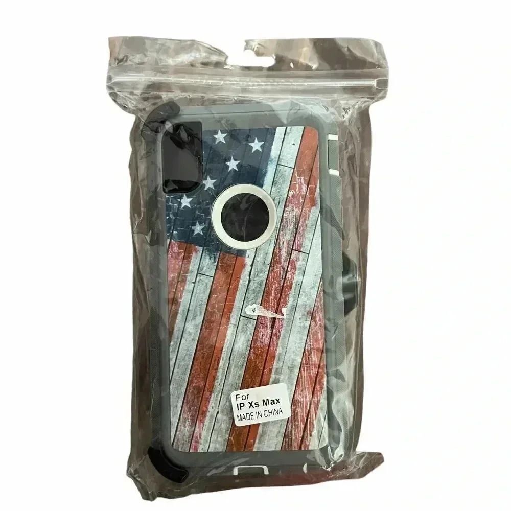 🌸 iPhone XS Max Heavy Duty Case w/ Clip Red/White/Blue‎ 🌸